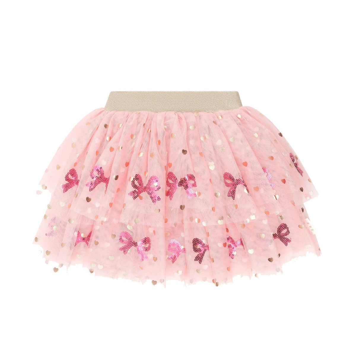 Sequin Bow Tiered Tulle Skirt