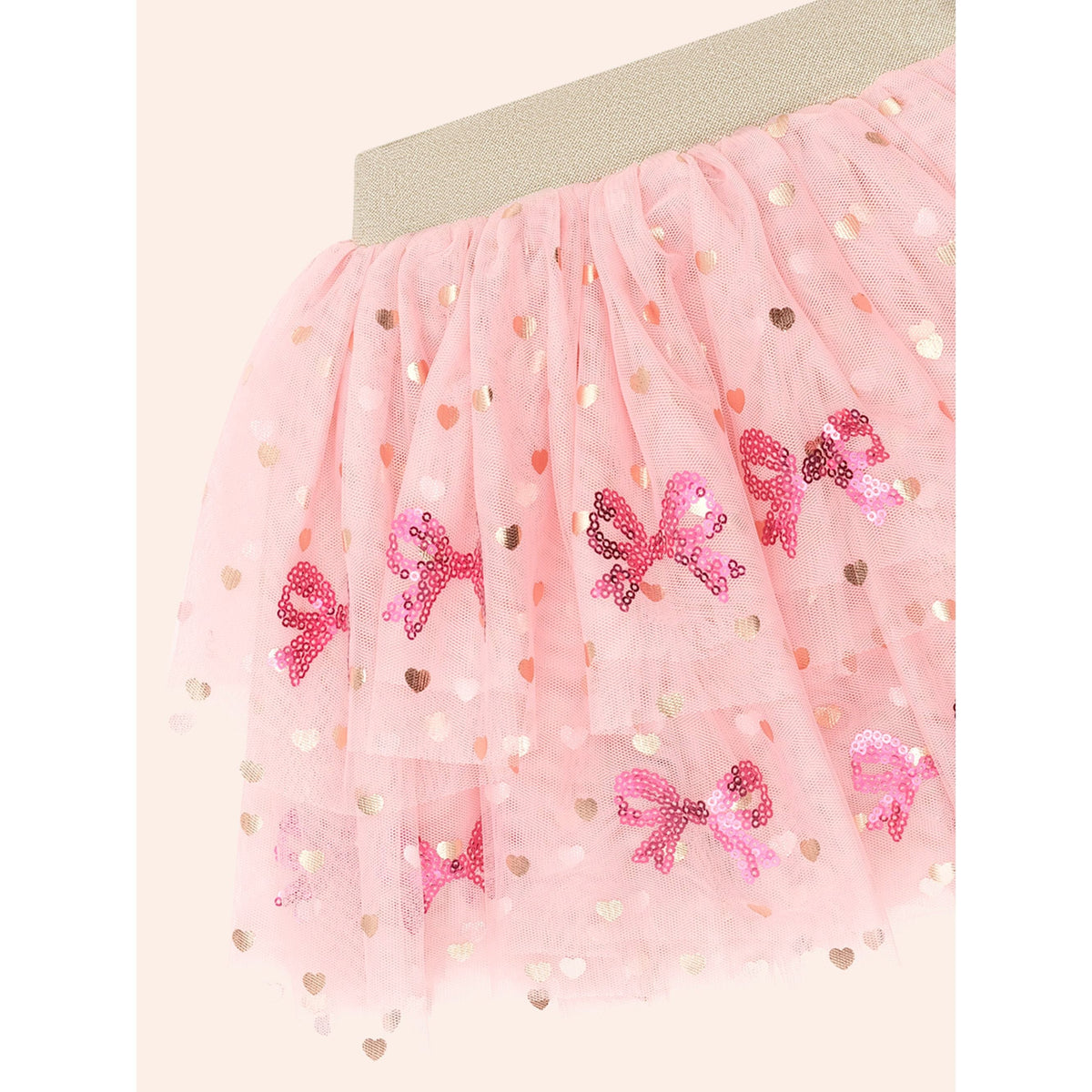 Sequin Bow Tiered Tulle Skirt