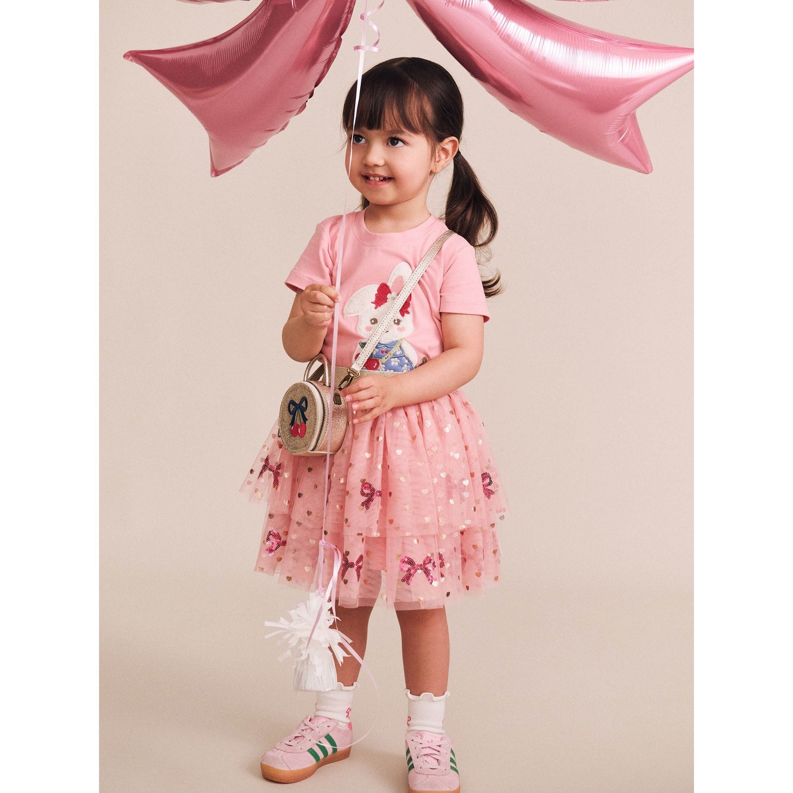 Sequin Bow Tiered Tulle Skirt