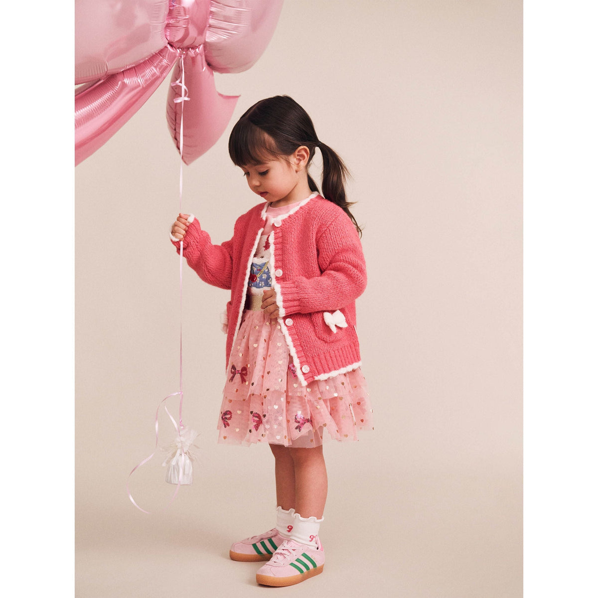 Sequin Bow Tiered Tulle Skirt