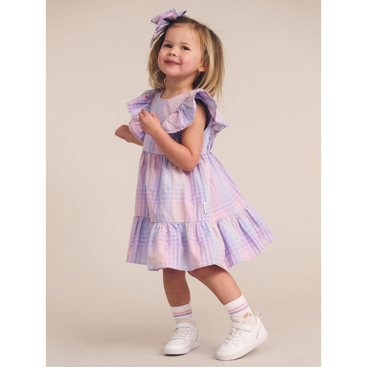 Rainbow Check Frill Dress
