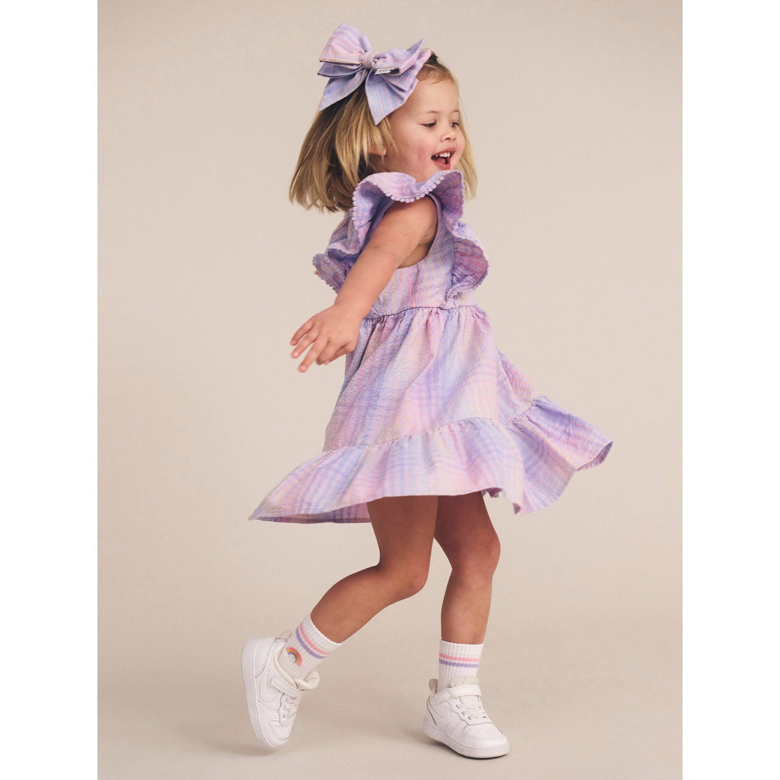 Rainbow Check Frill Dress