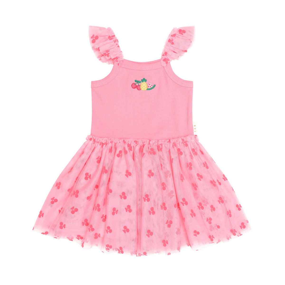 Tropical Fruit Emb Tulle Dress