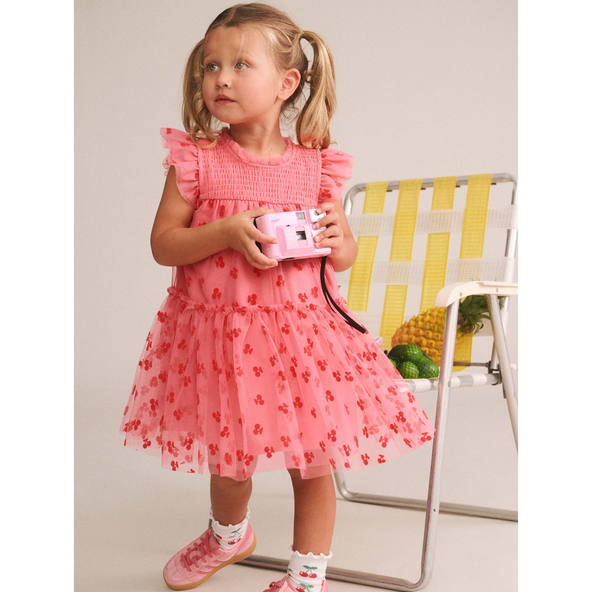 Tropical Glitter Fruit Tulle Dress
