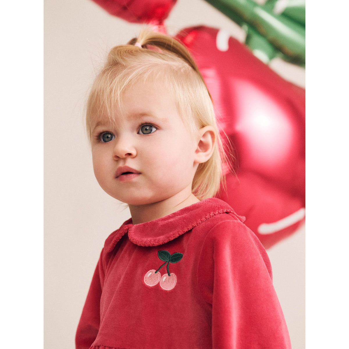Very Cherry Velour Collar Dress