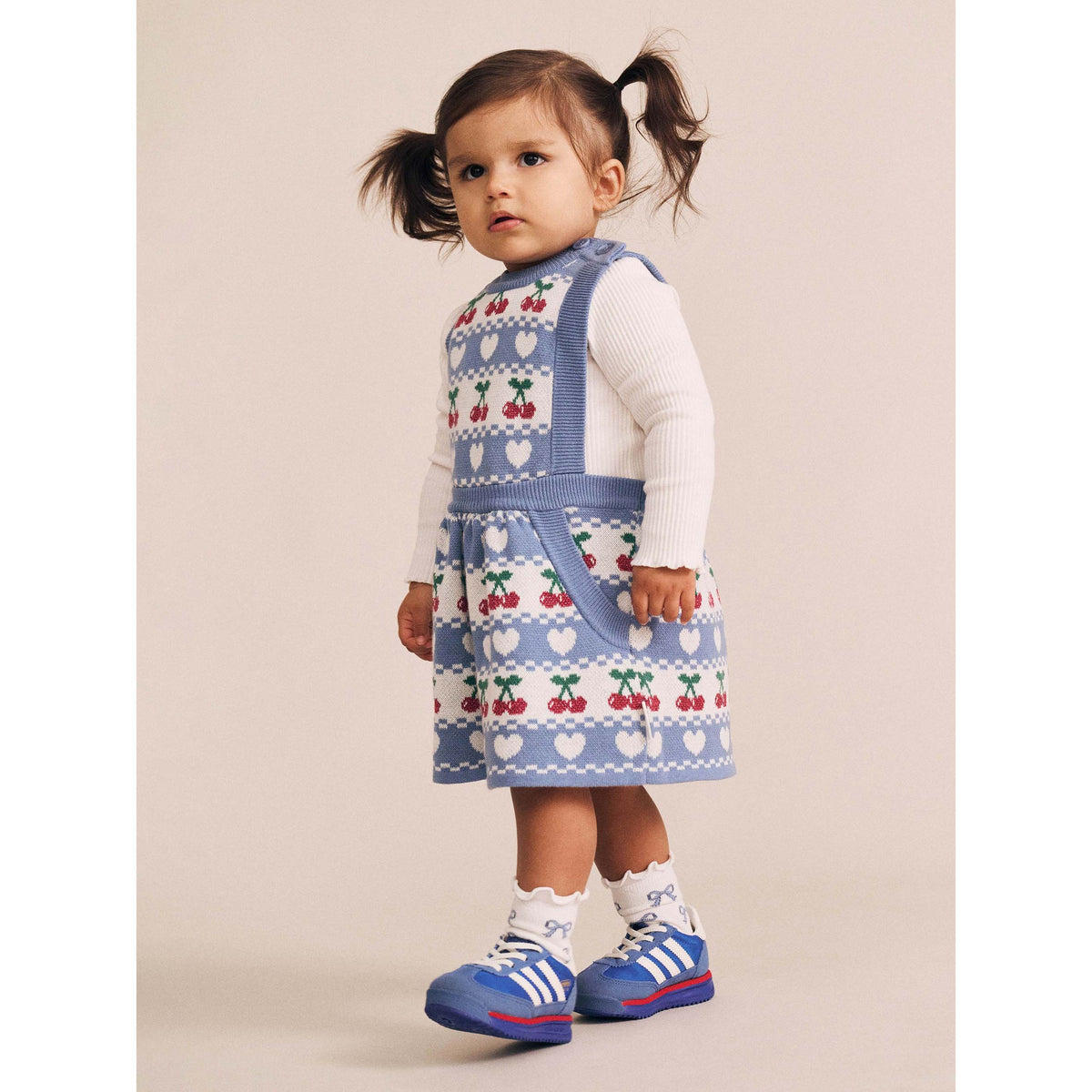 Cherry Heart Knit Pinafore Dress