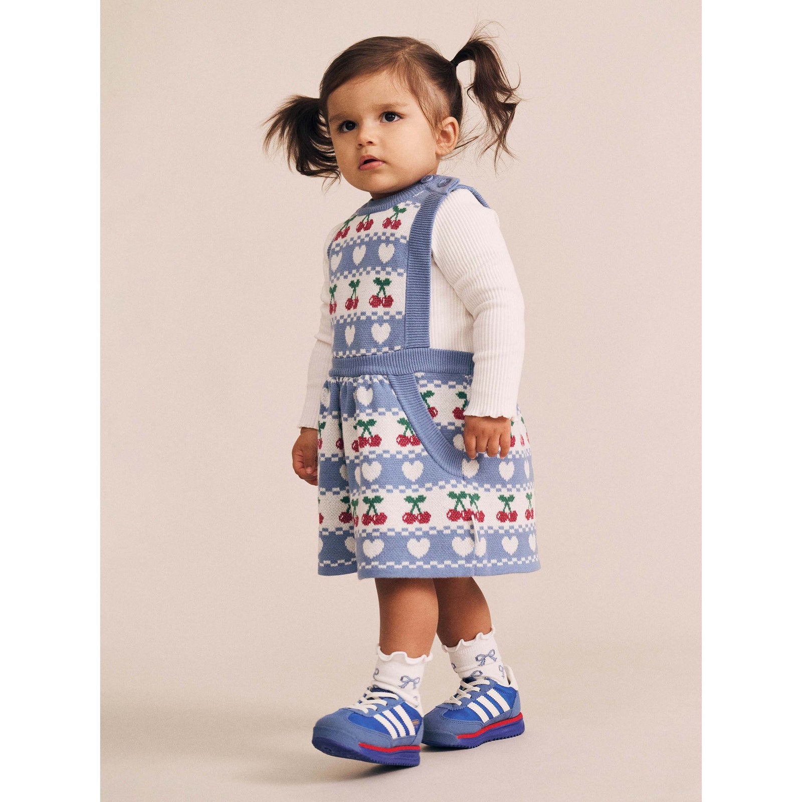 Cherry Heart Knit Pinafore Dress