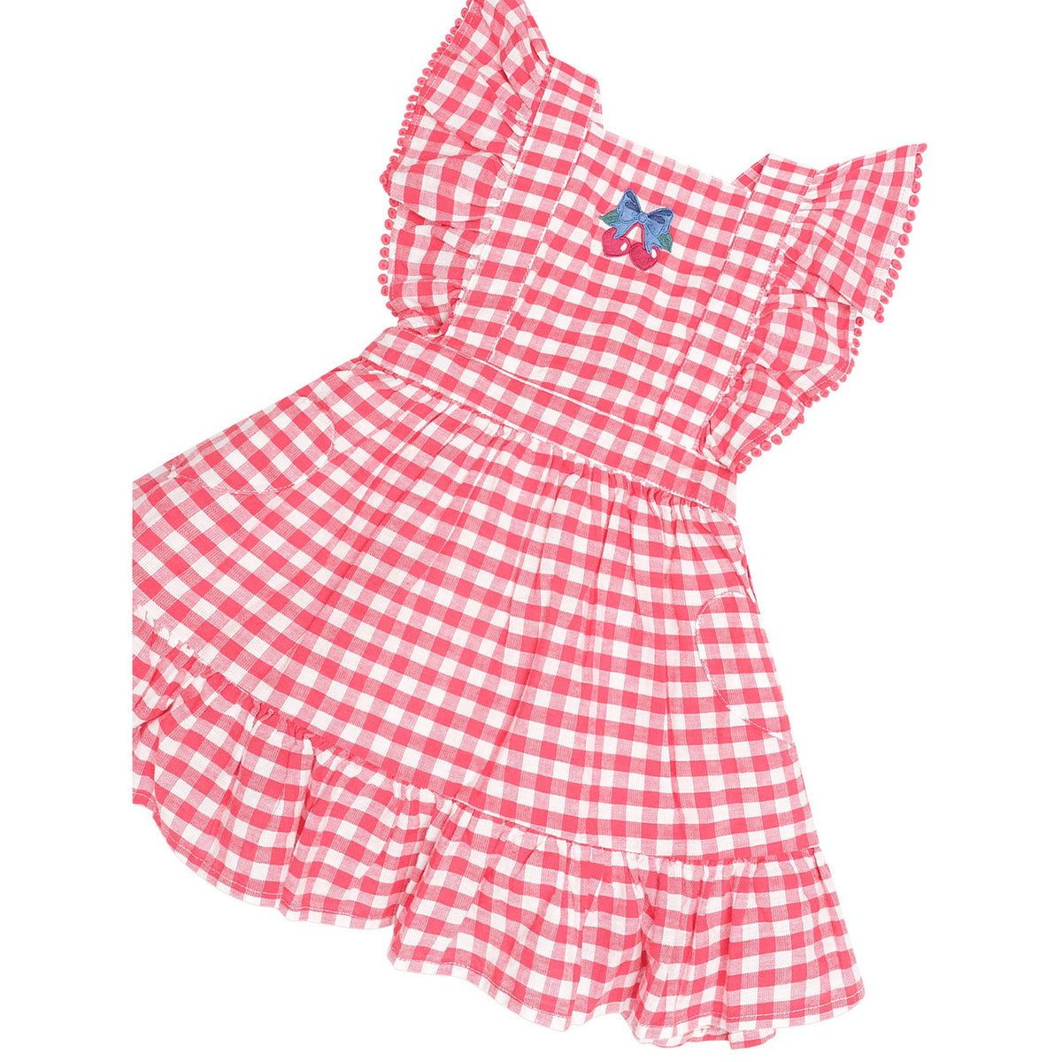 Cherry Bow Gingham Pinafore