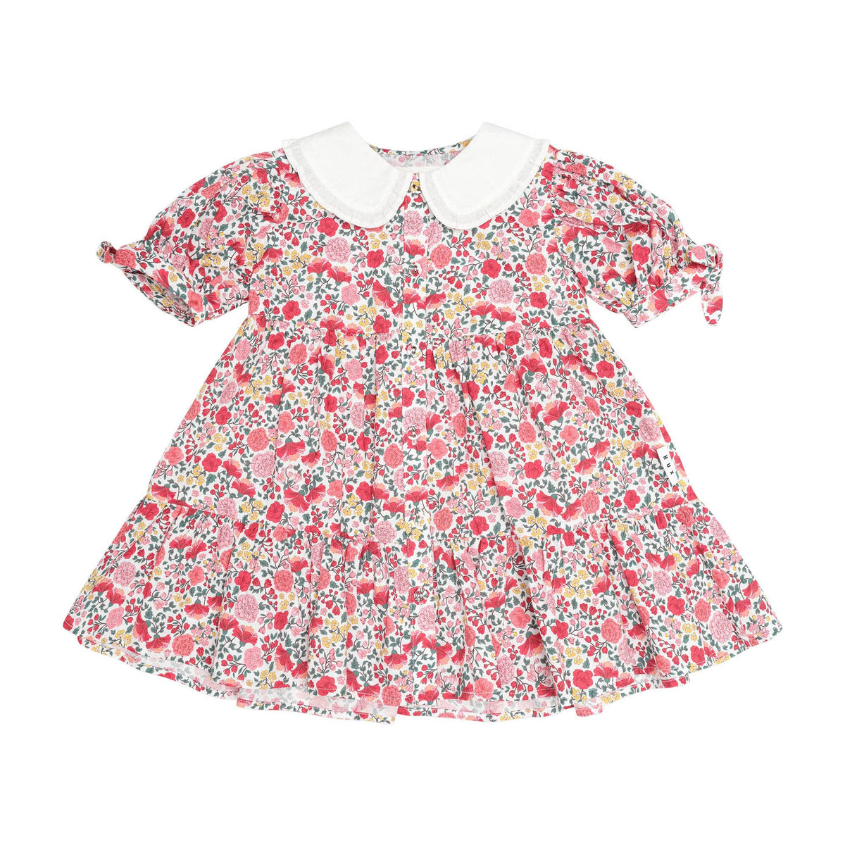 Festive Floral Frill Collar Dress