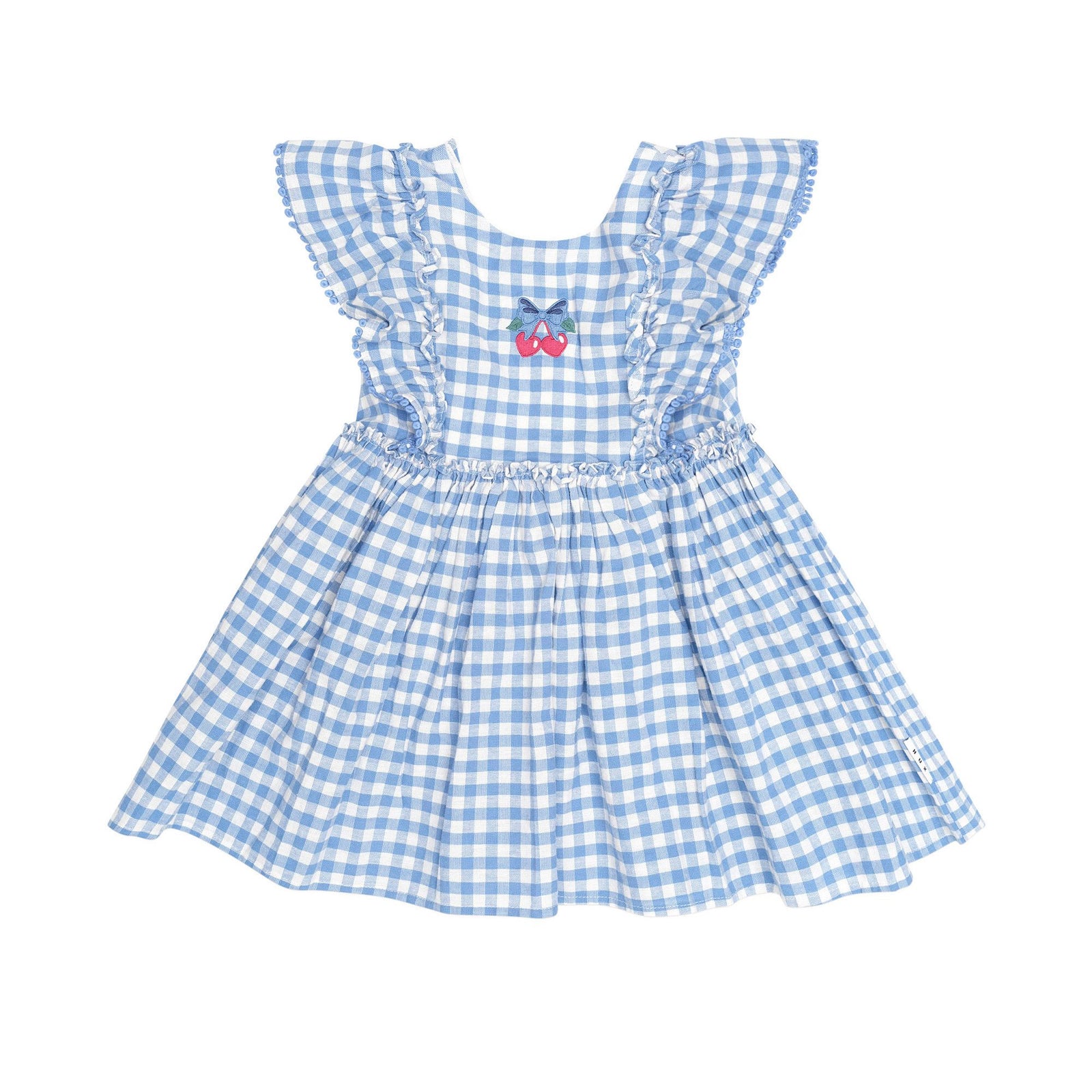 Dusty Blue Gingham Bow Dress