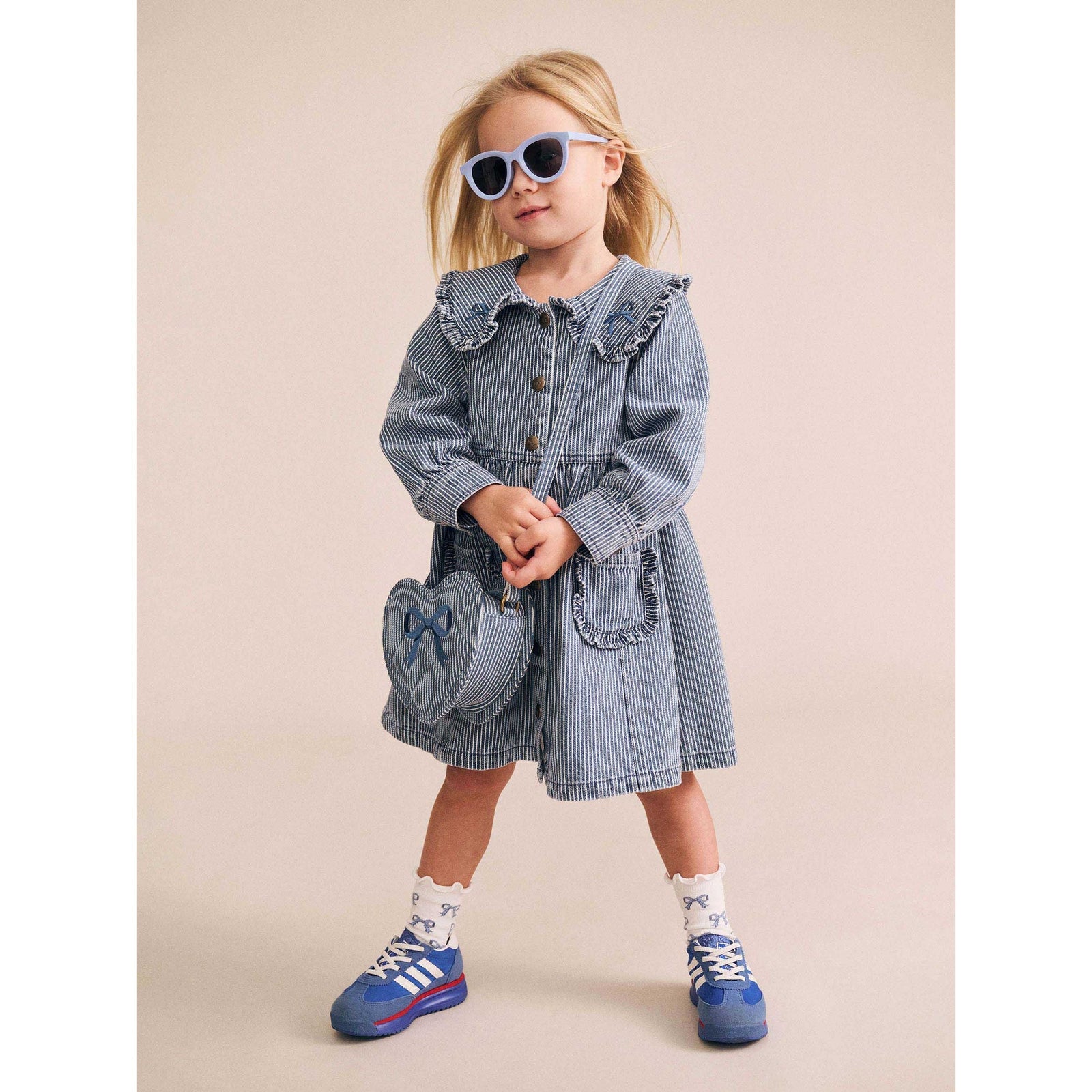 Vintage Bow Collar Denim Dress
