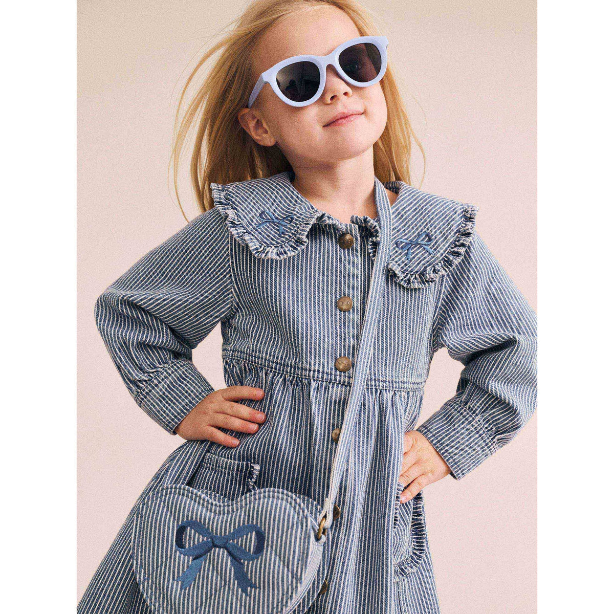 Vintage Bow Collar Denim Dress