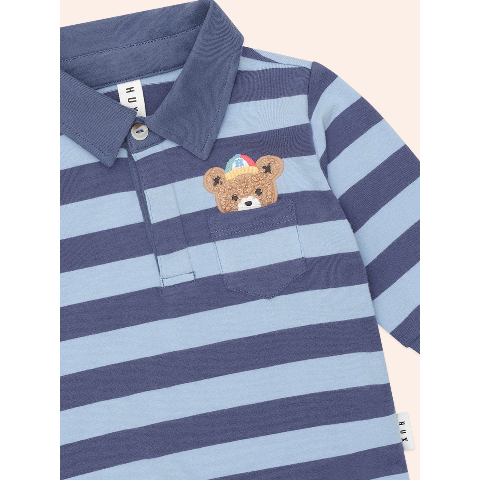 Peeping Hux Blue Stripe Polo
