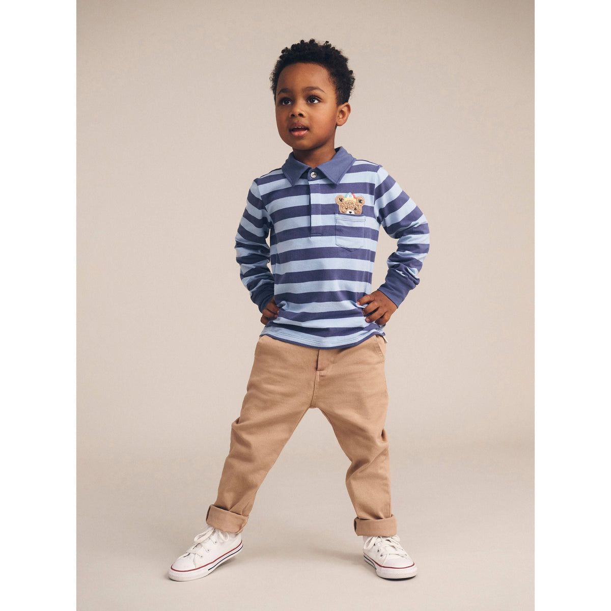 Peeping Hux Blue Stripe Polo