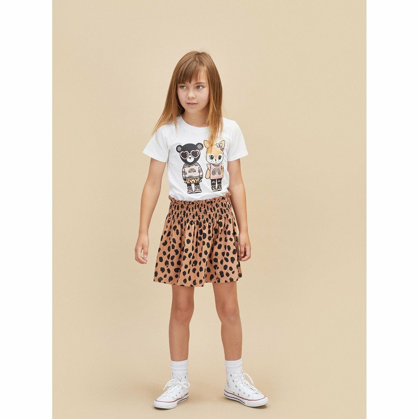 Animal Shirred Skirt - Toast