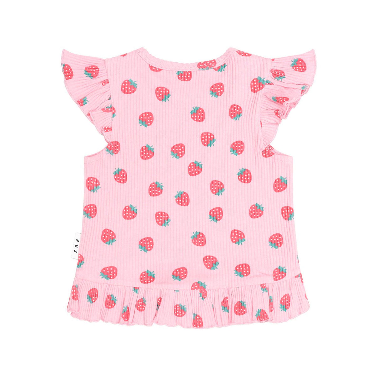 Strawberry Print Rib Peplum Tee