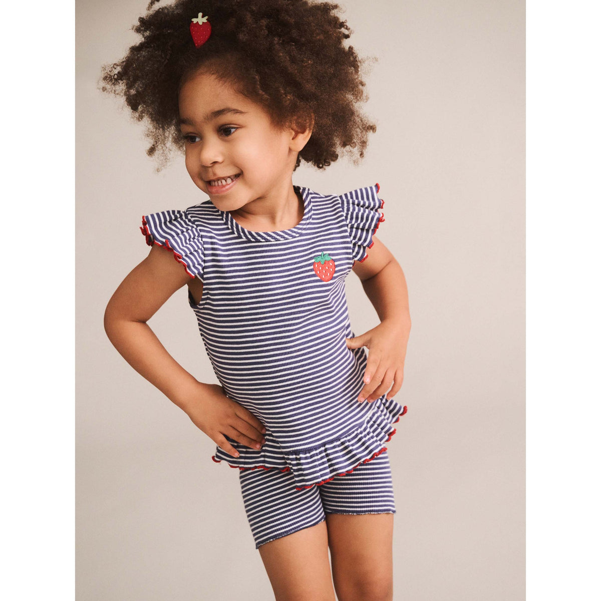 Ink Stripe Rib Peplum Tee