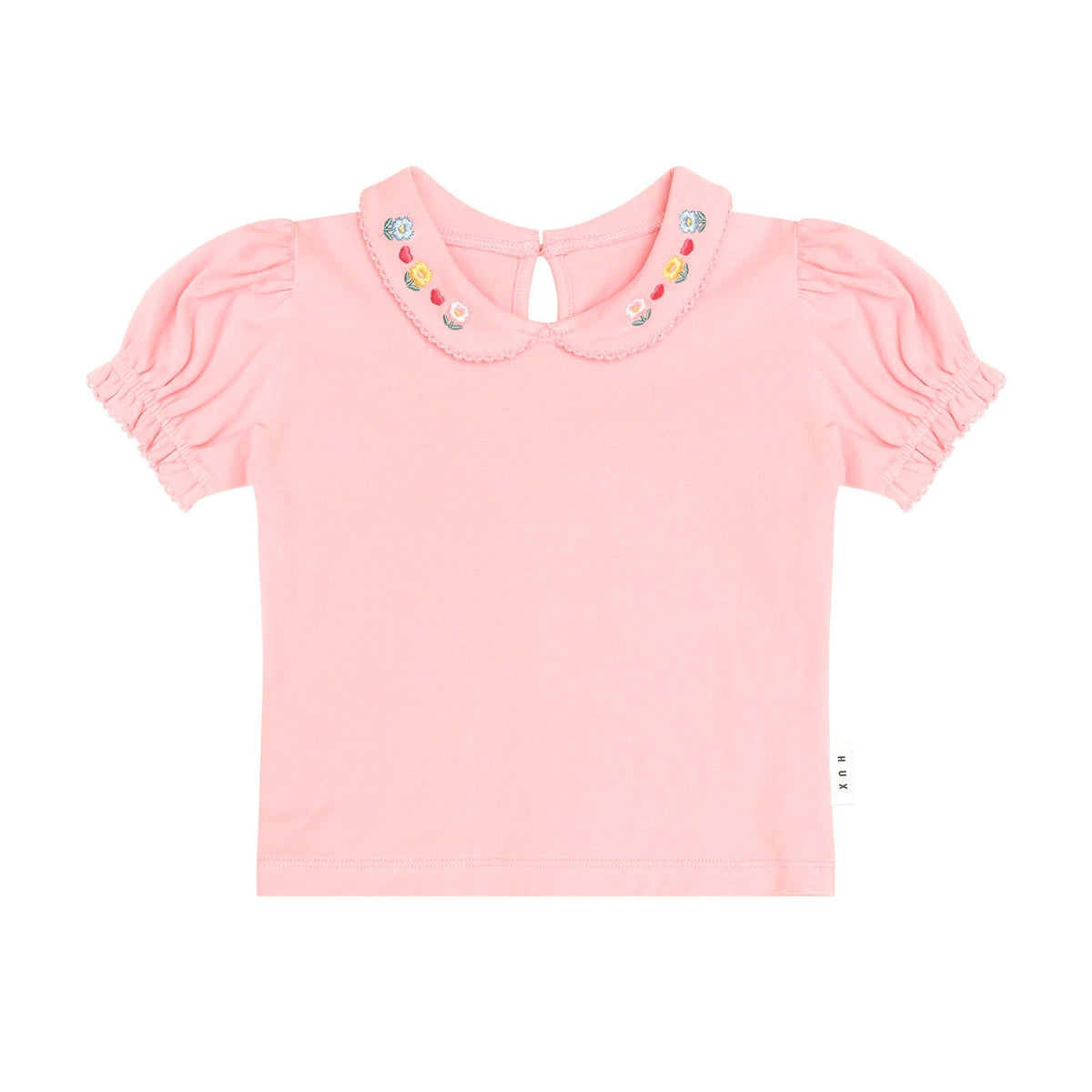 Floral Collar Puff Slv Tee