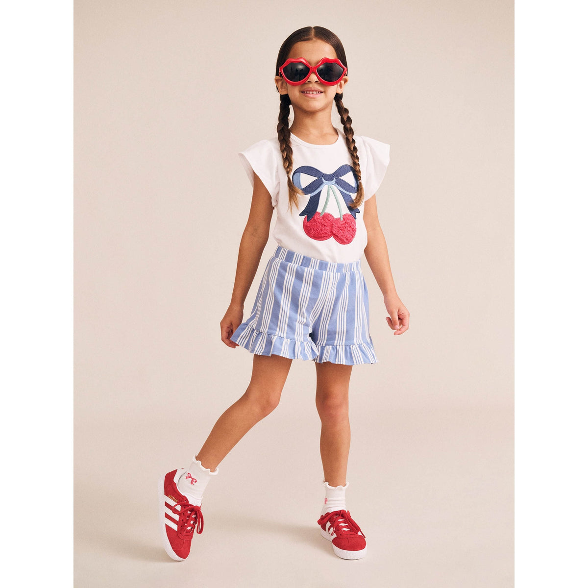 Cherry Bow Frill Sleeve Tee