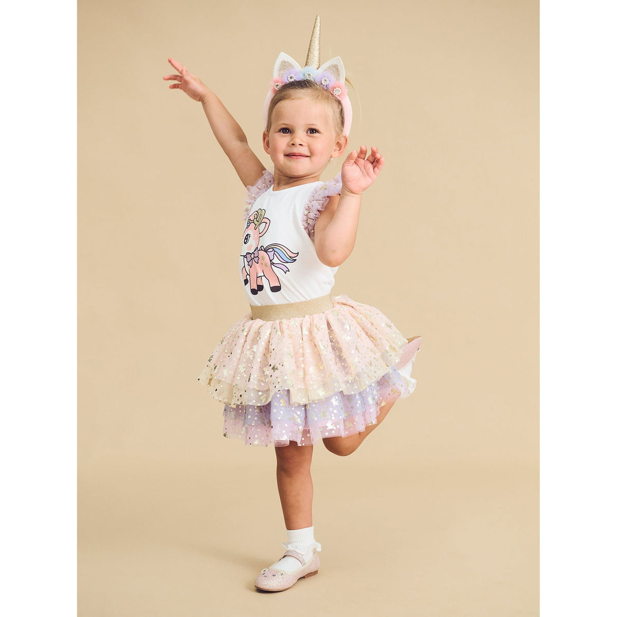 Reindeer Tulle Sleeve T-Shirt