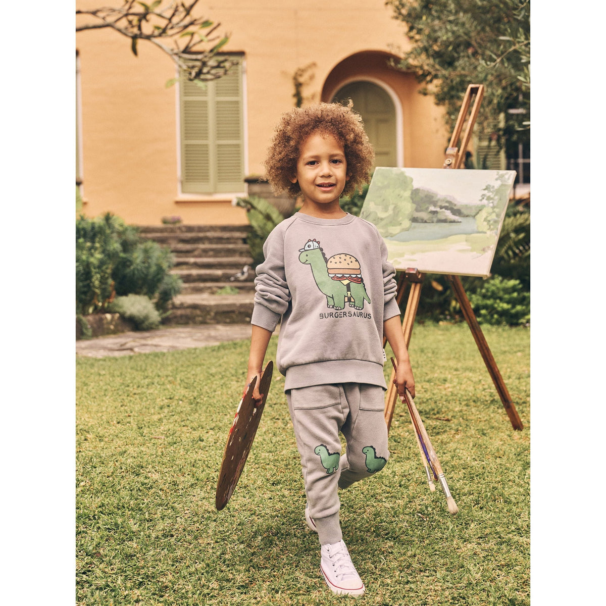 Burgersaurus Sweatshirt Washed Grey