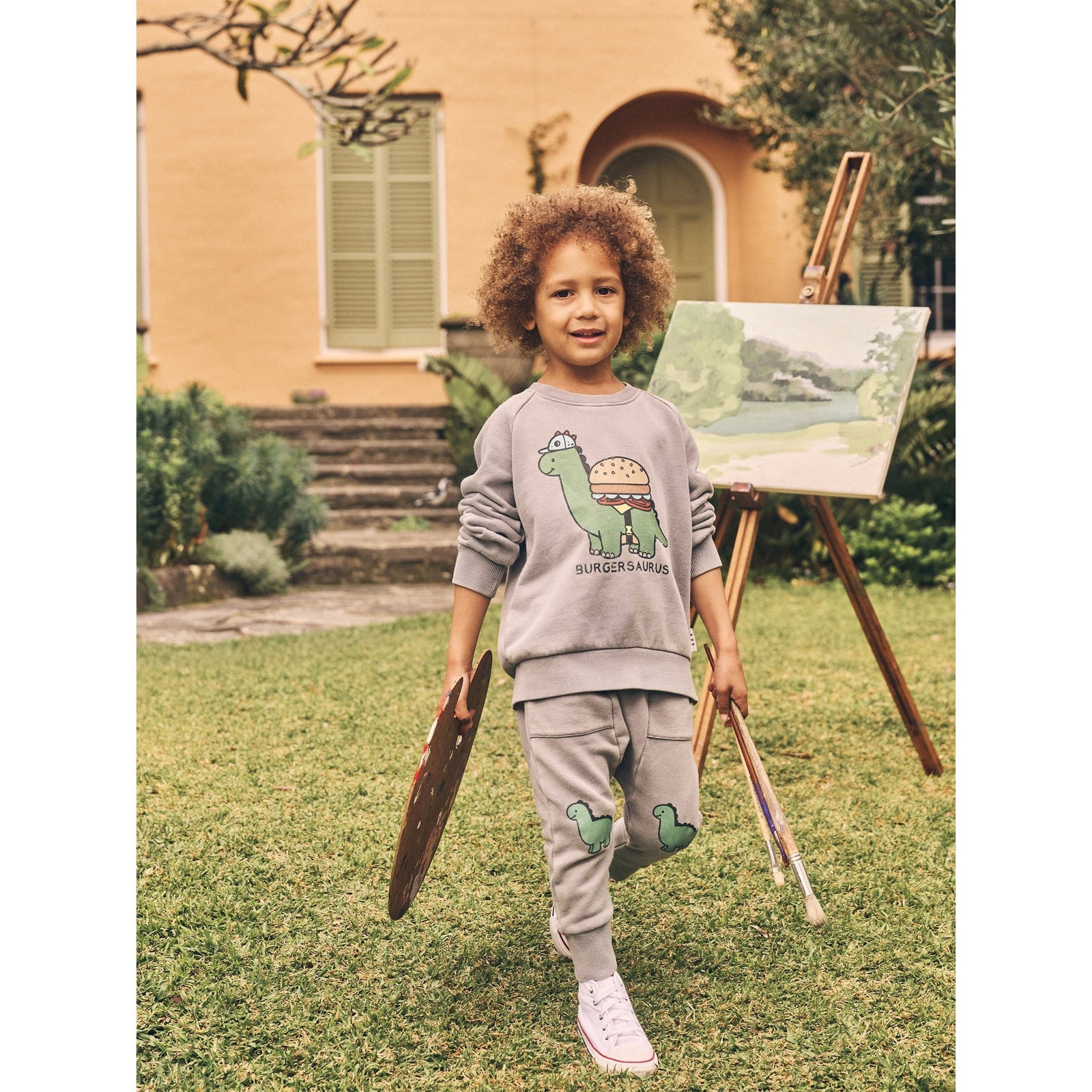 Burgersaurus Sweatshirt Washed Grey