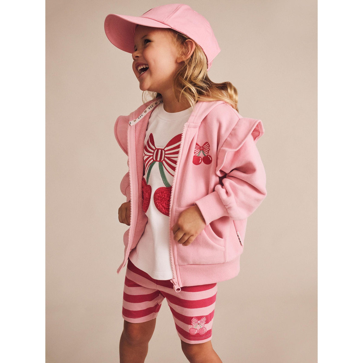 Zip Up Frill Hoodie Apricot