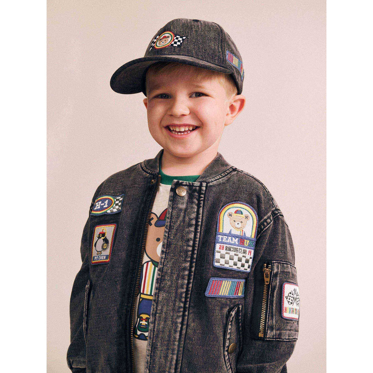 Black Knit Denim Patches Jacket