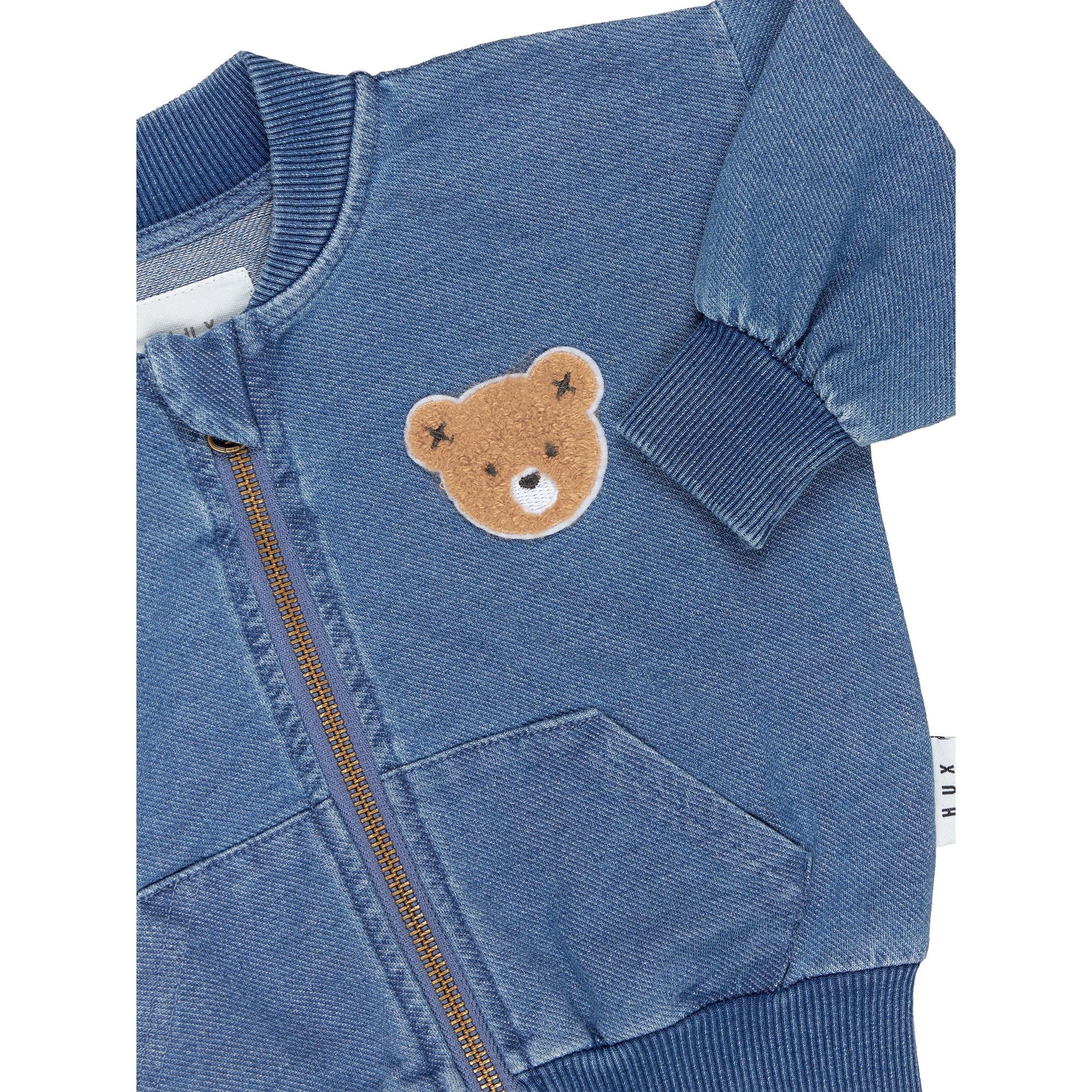 Hux Bear Knit Denim Bomber Jacket