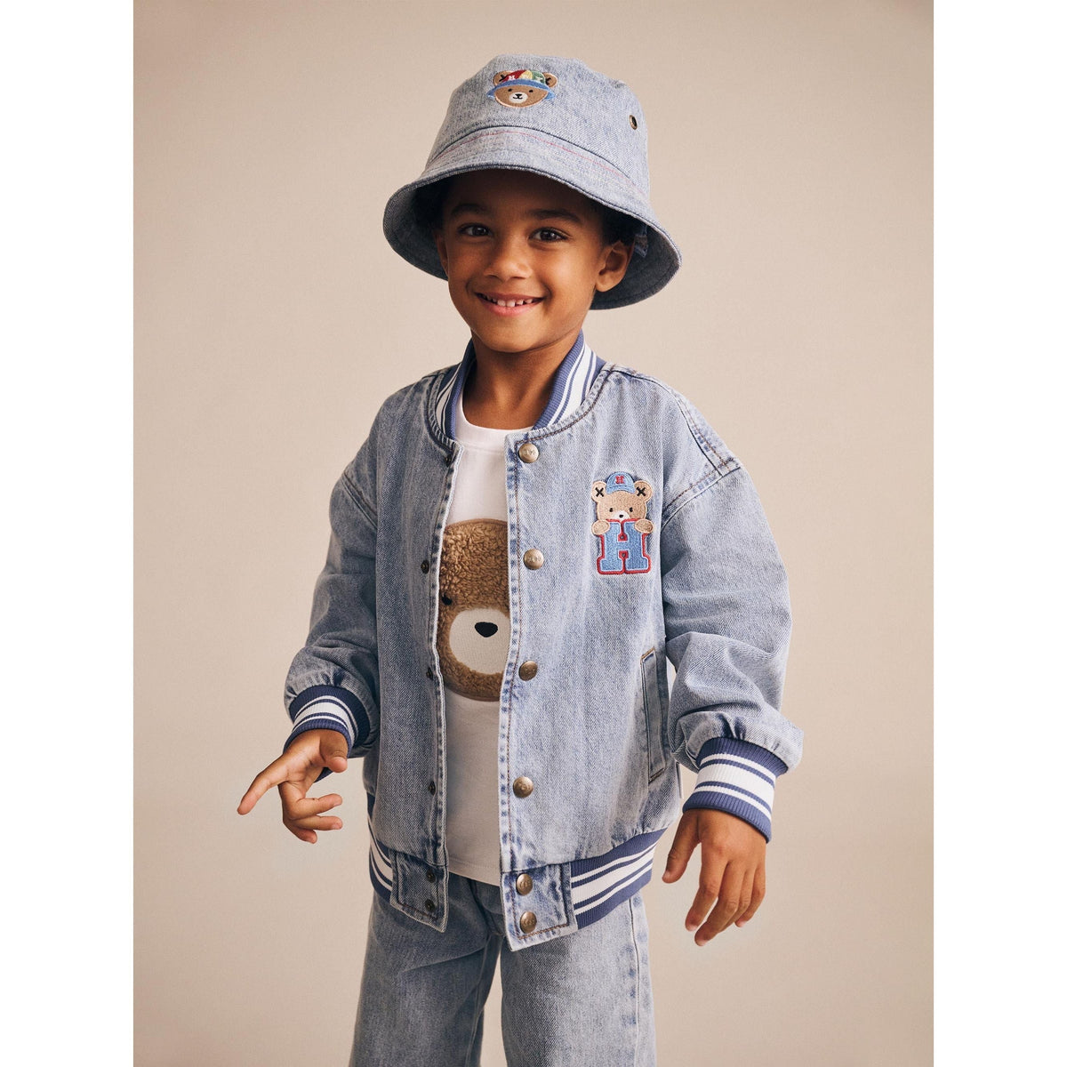 Dreamy Denim Varsity Bomber