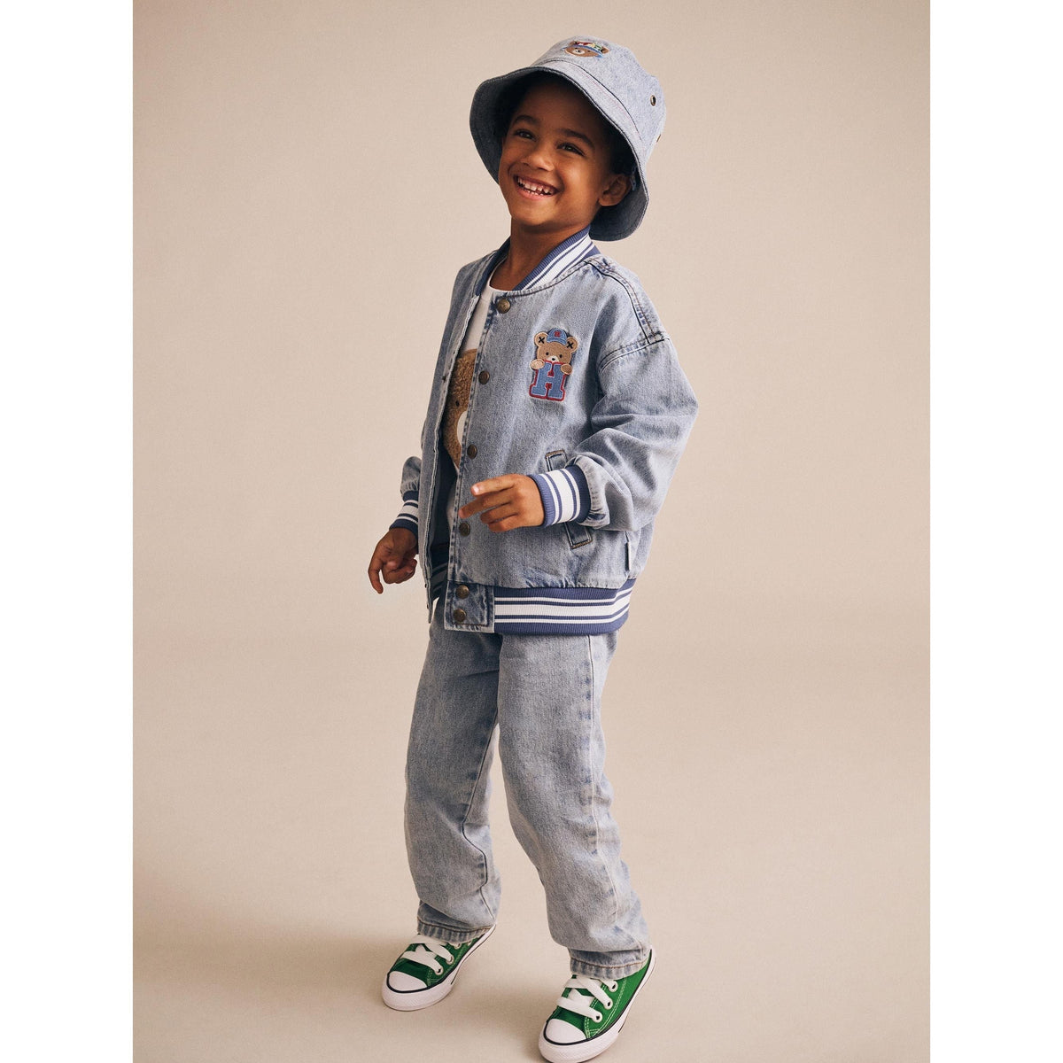 Dreamy Denim Varsity Bomber