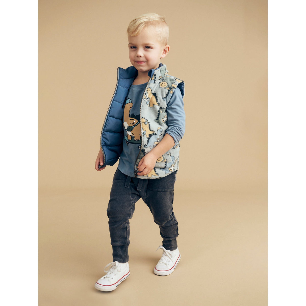Dino Band Reversible Fleece Vest