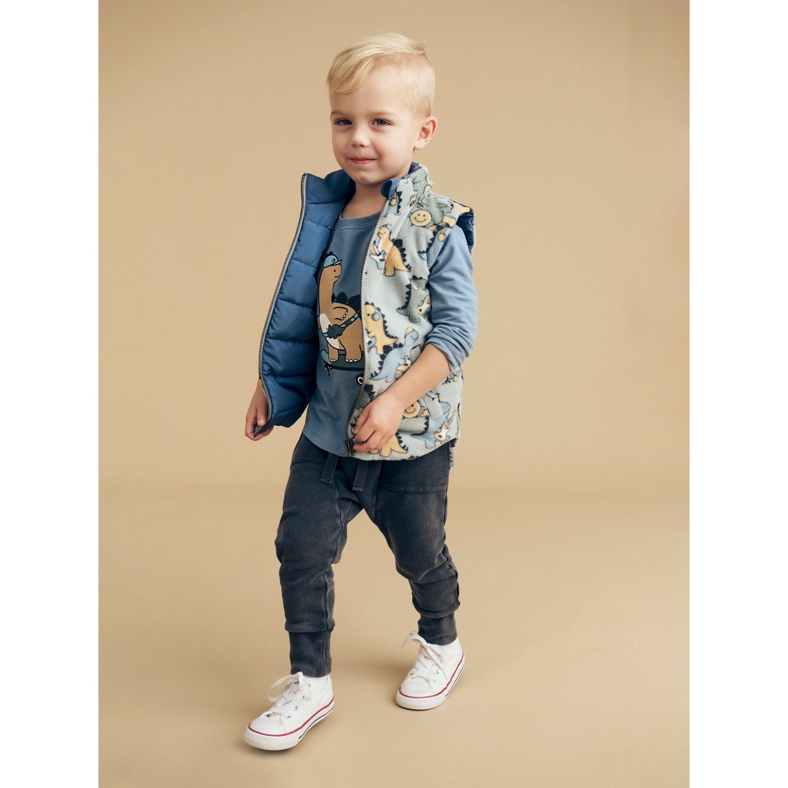 Dino Band Reversible Fleece Vest