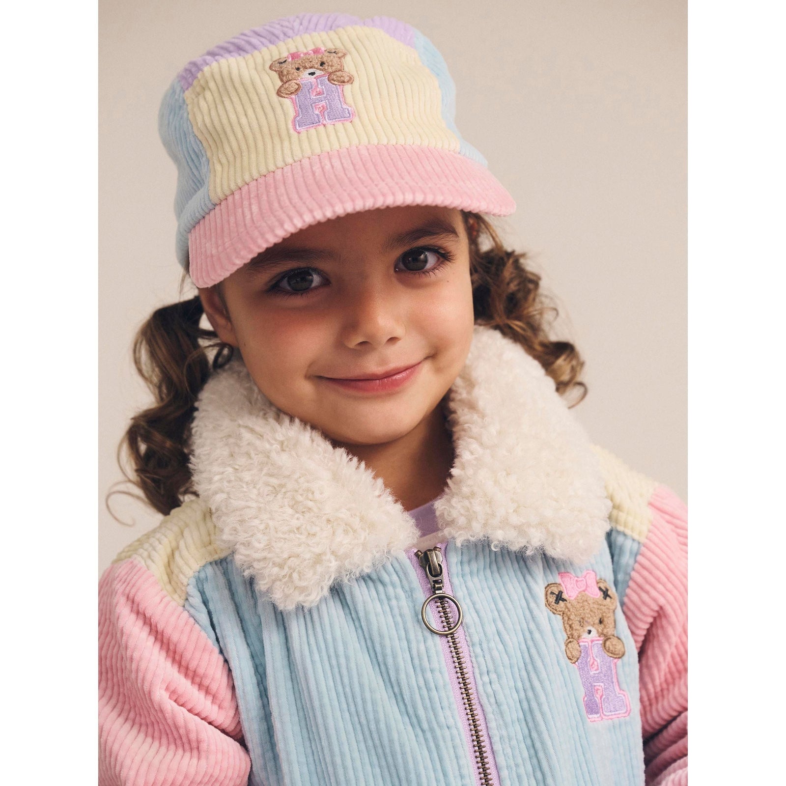 Blush Colour Block Cord Jacket