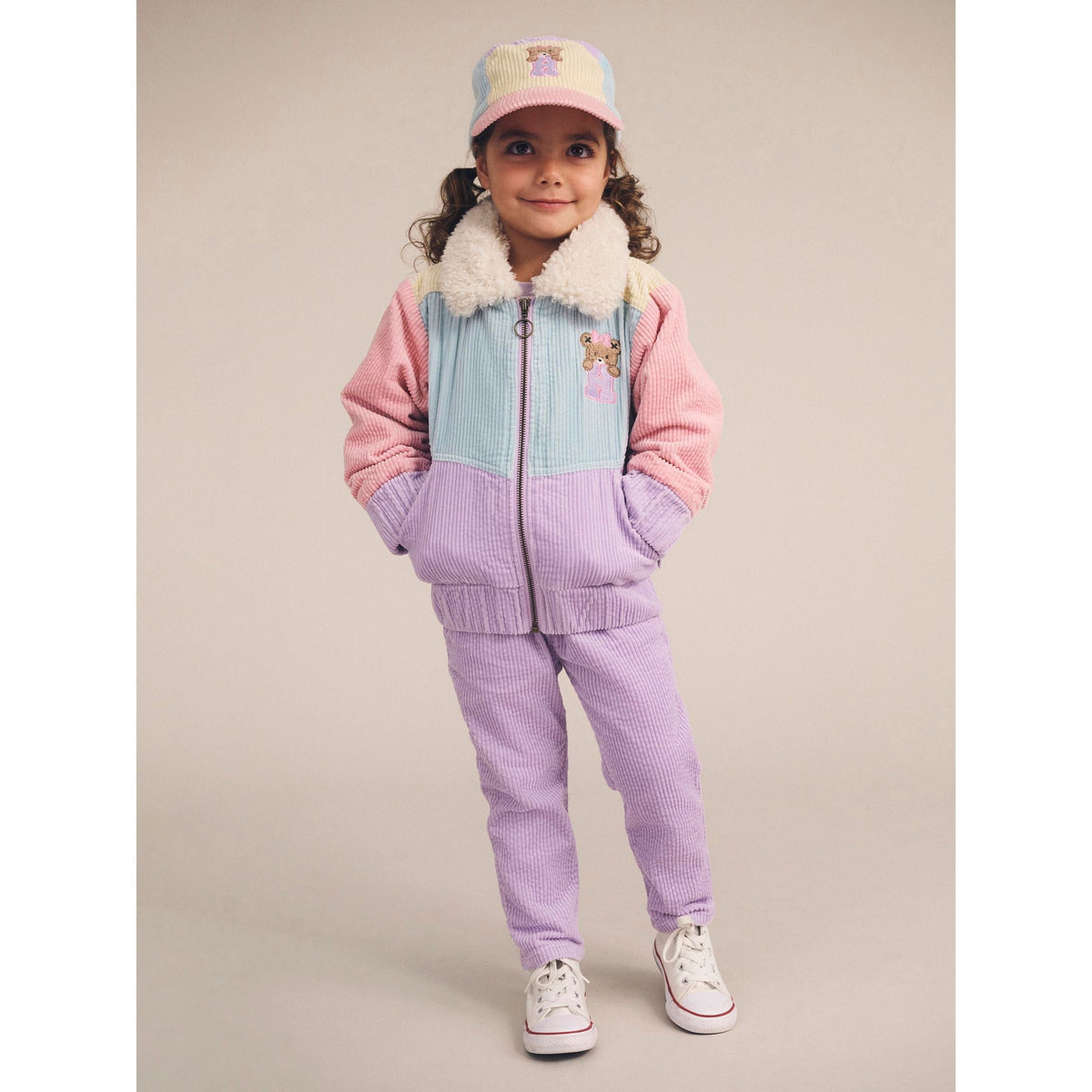 Blush Colour Block Cord Jacket