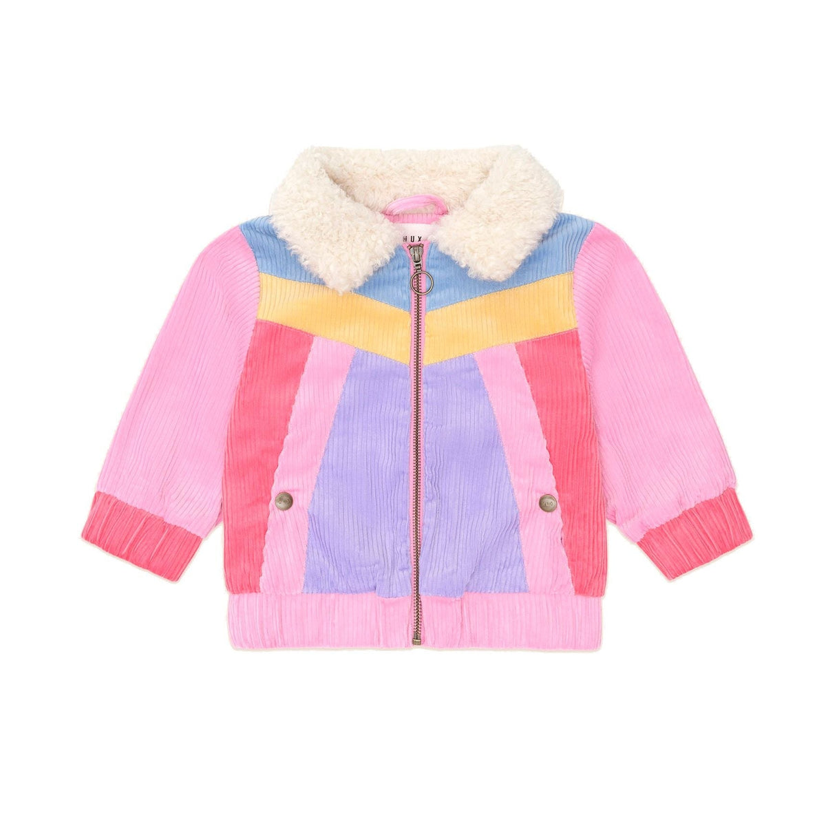 Colour Block Cord Jacket - Pink