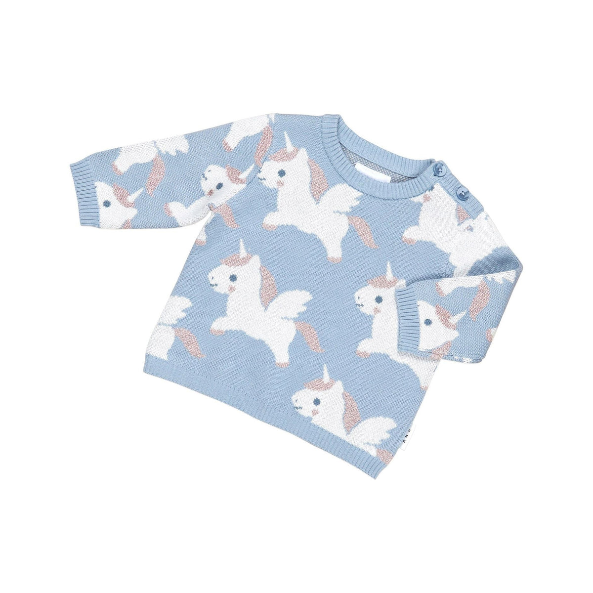 Magical Unicorn Knit Jumper Dusty Blue