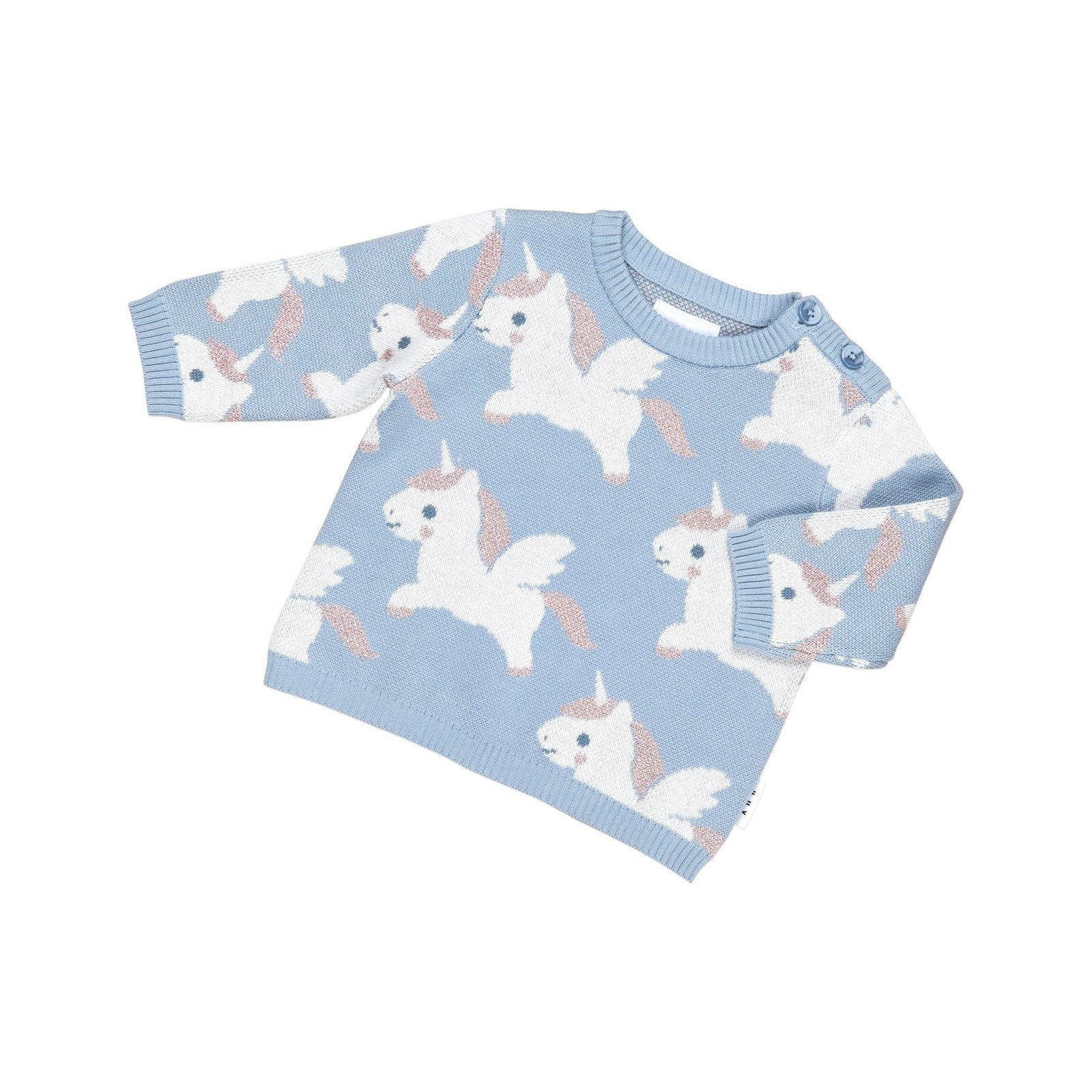 Magical Unicorn Knit Jumper Dusty Blue
