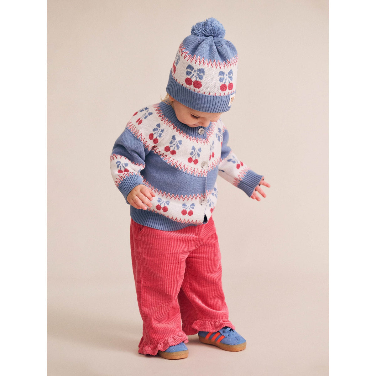 Folk Cherry Bow Cardi - Bijou Blue