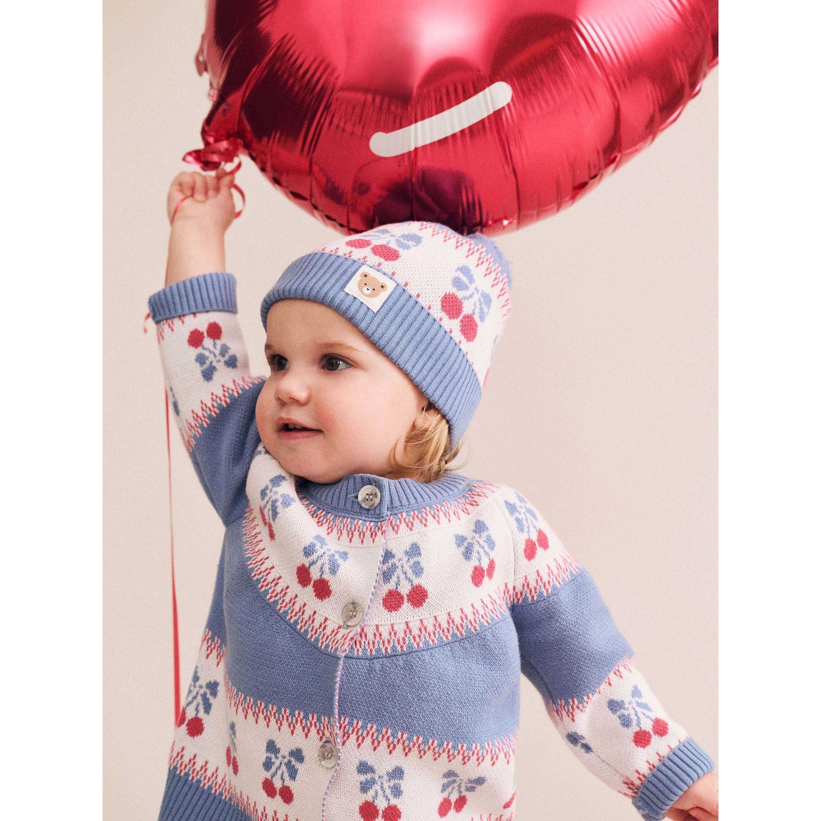 Folk Cherry Bow Cardi - Bijou Blue