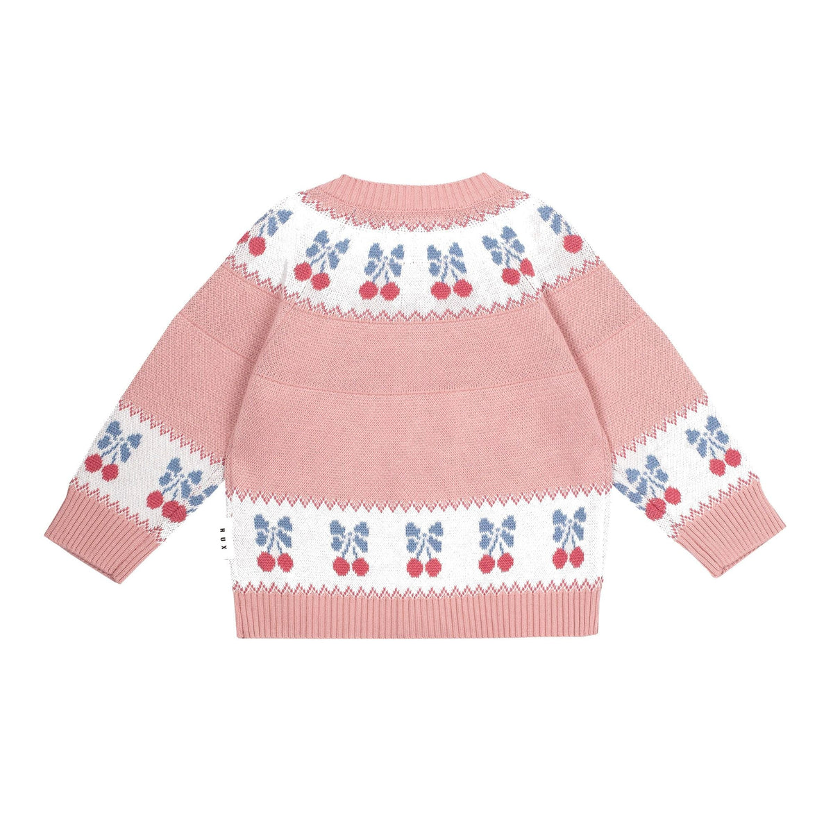 Folk Cherry Bow Cardi - Dusty Pink