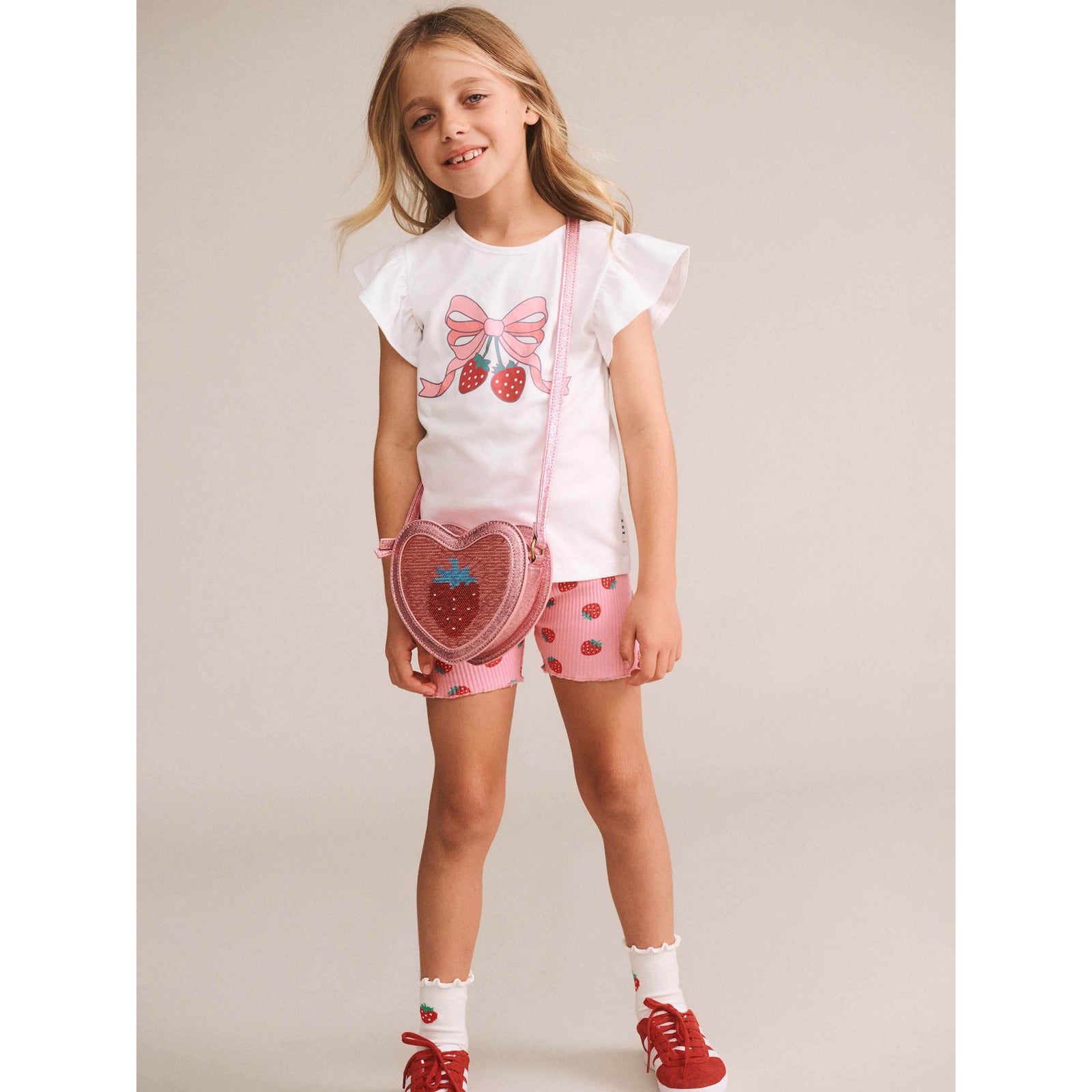Strawberry Print Rib Bike Short