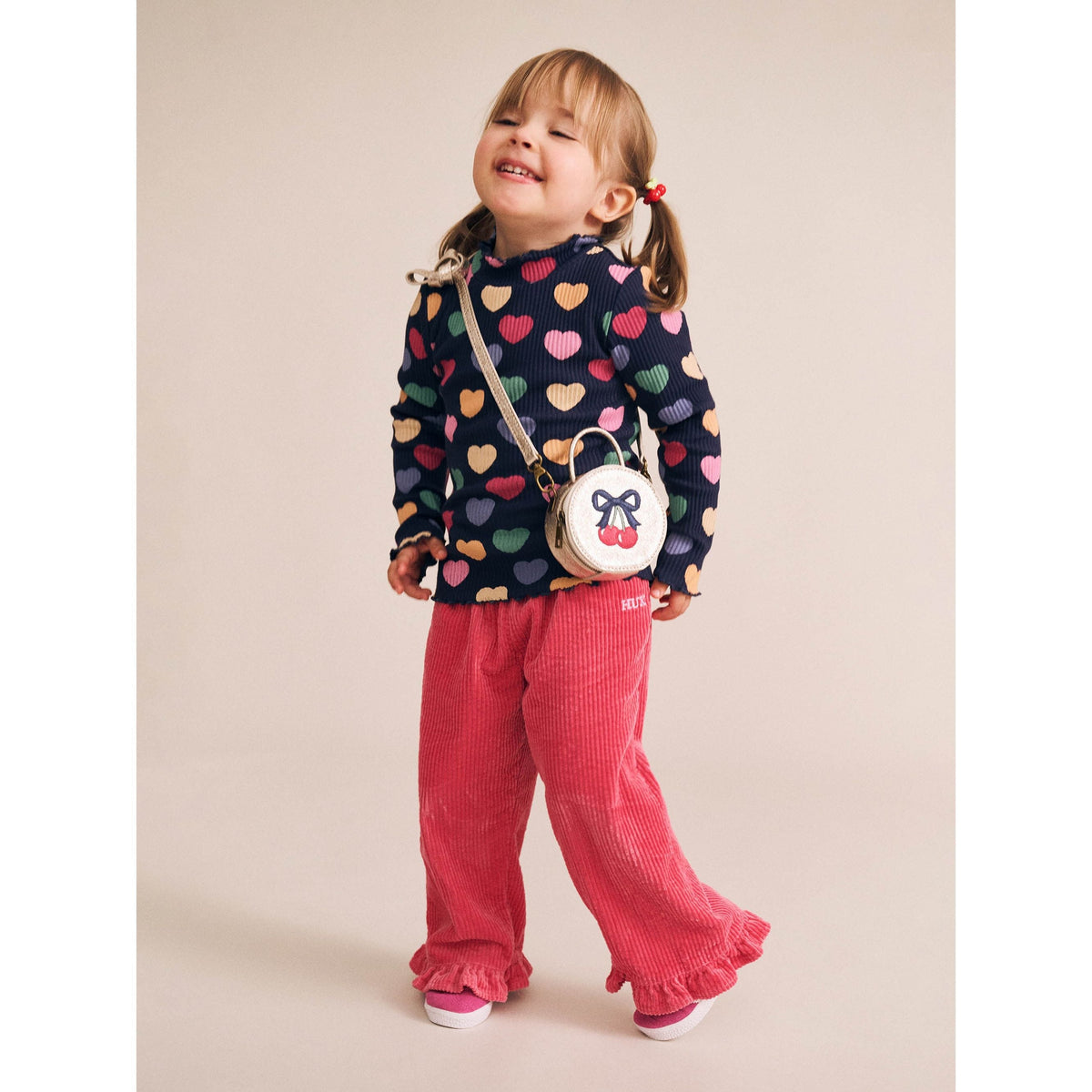Cord Frill Hem Pant - Cherry