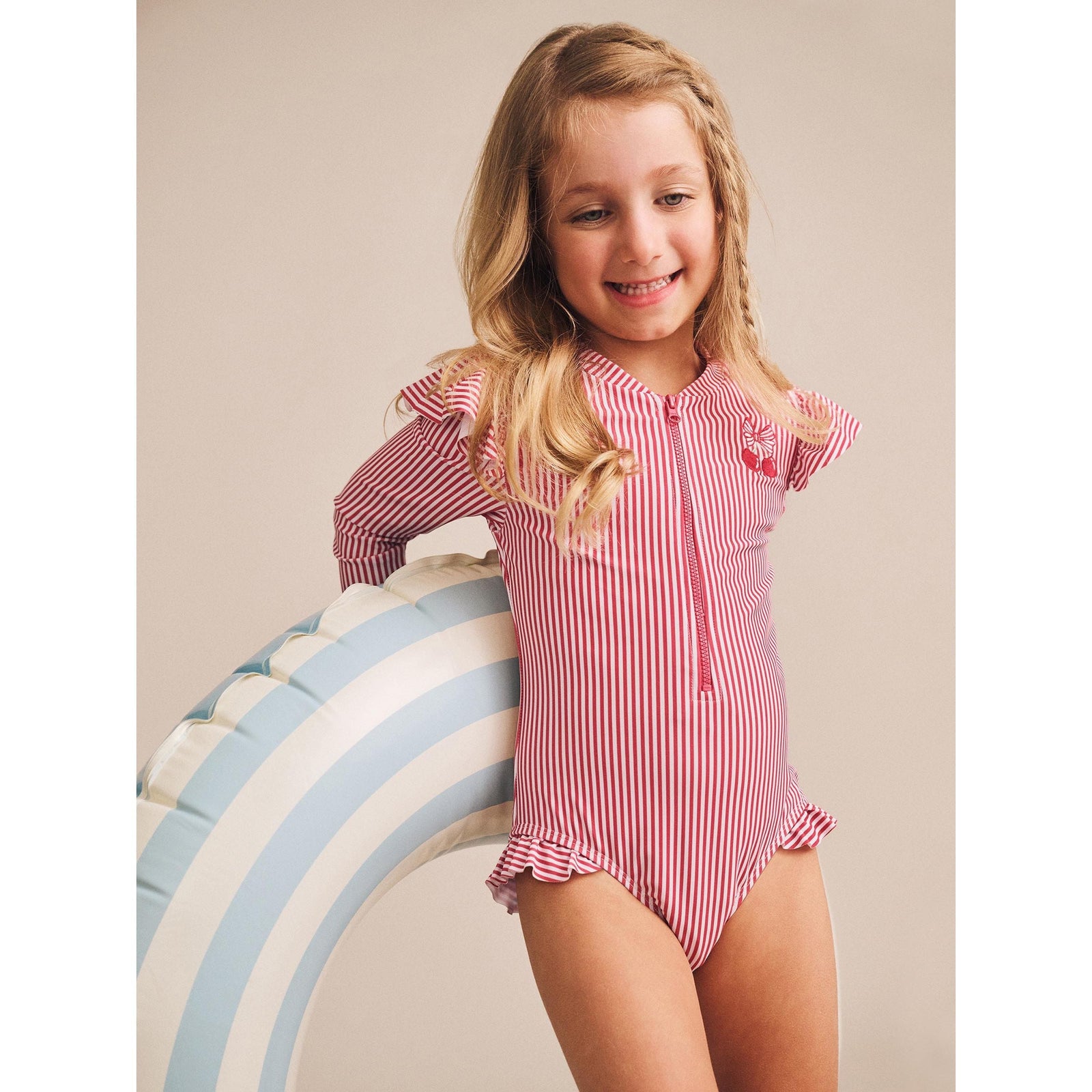 Frill Swimsuit Cherry Pie Stripe