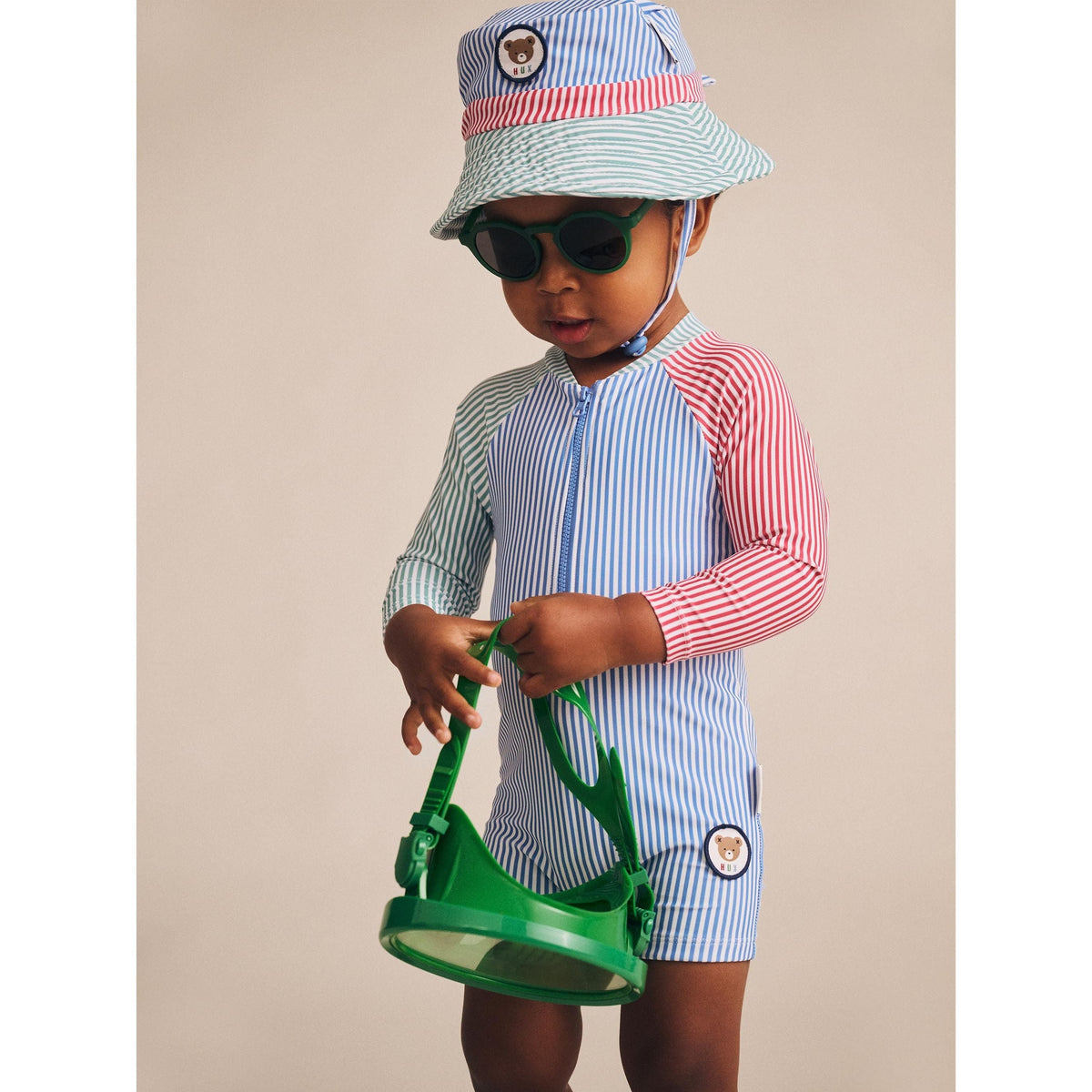 Spliced Stripe Swimsuit Shortie