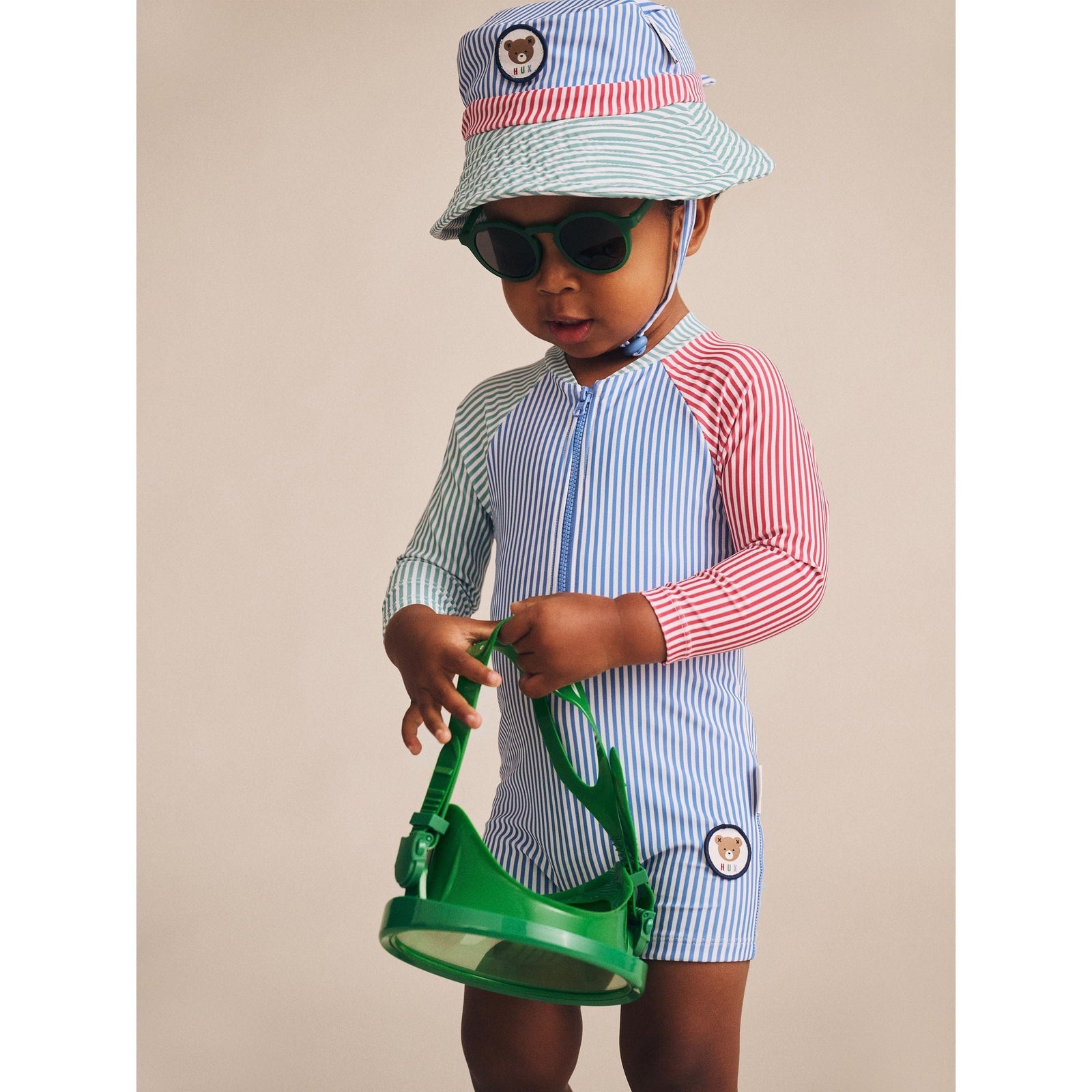 Spliced Stripe Swimsuit Shortie