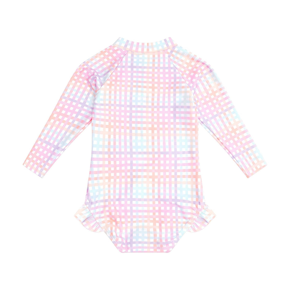 Rainbow Check Frill Zip Swimsuit