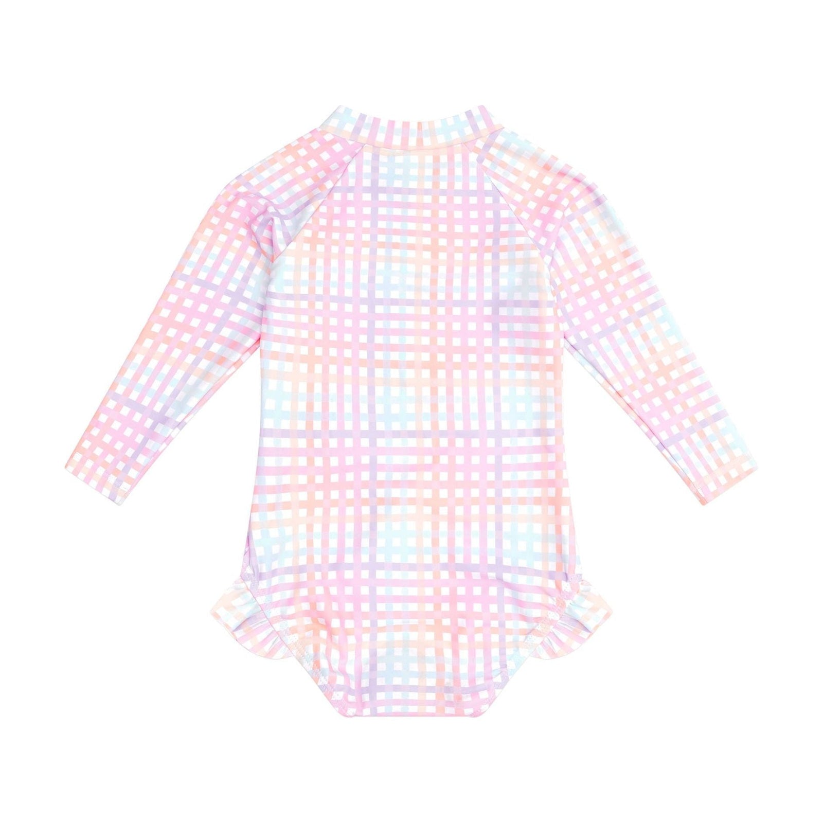Rainbow Check Frill Zip Swimsuit