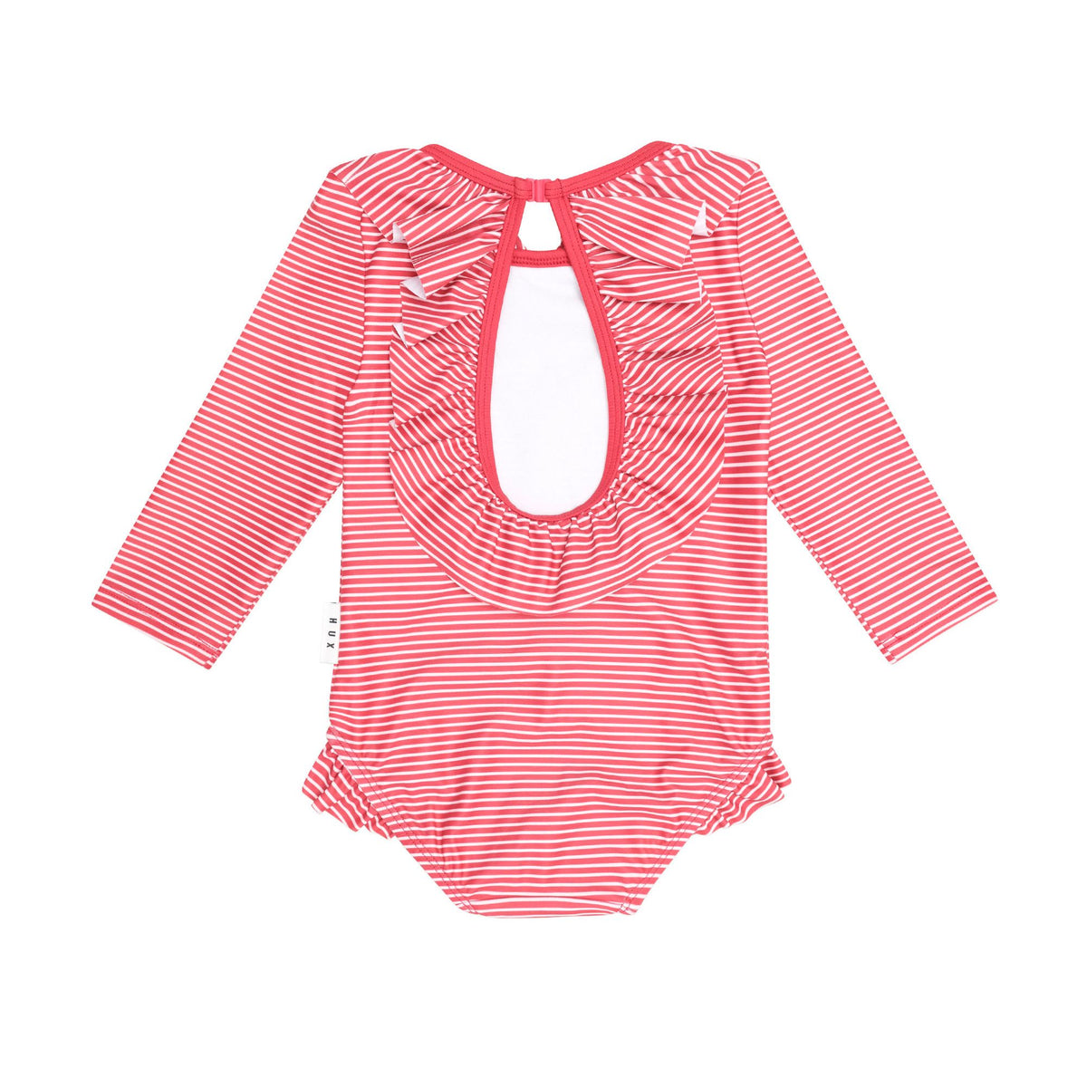 Red Stripe Frill Neck Swimsuit