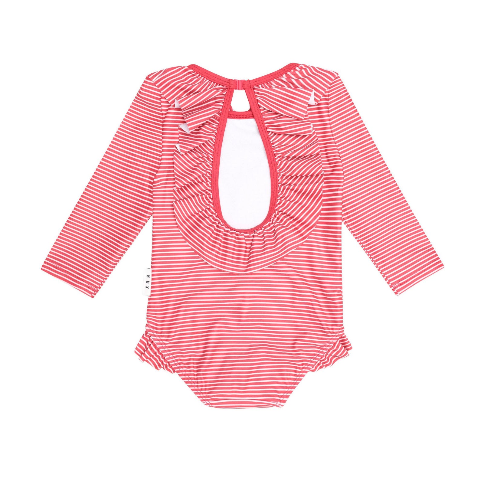 Red Stripe Frill Neck Swimsuit